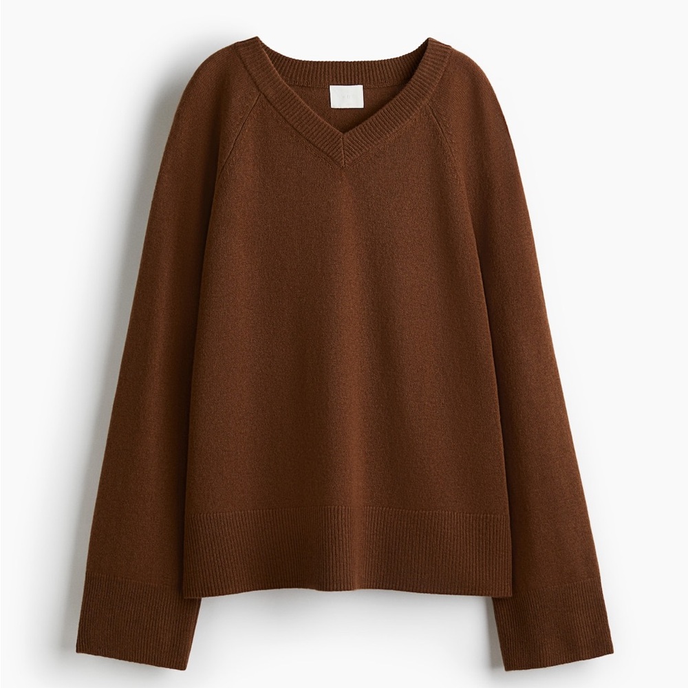 H&M Premium Selection V-Neck Wool Brown